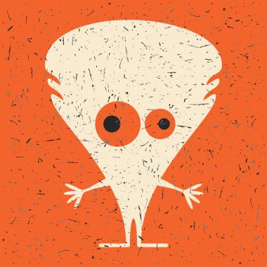 Grunge şekillerle komik canavar.