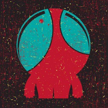 Grunge şekillerle komik canavar.