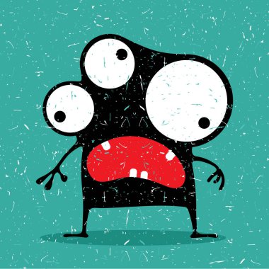 Grunge şekillerle komik canavar. 