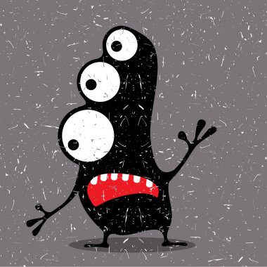 Grunge şekillerle komik canavar. 