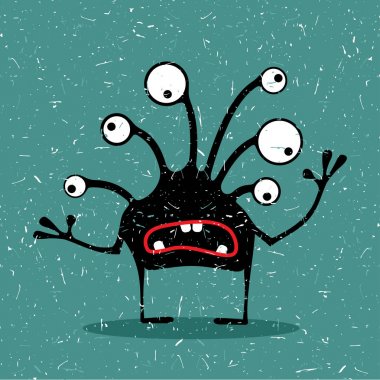 Grunge şekillerle komik canavar. 