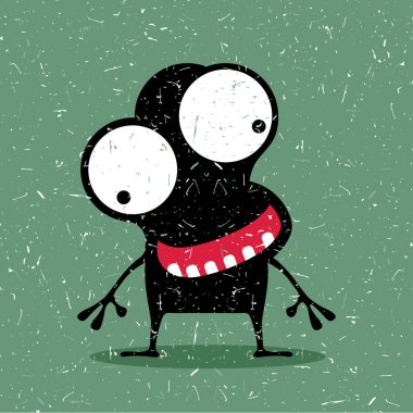 Grunge şekillerle komik canavar. 