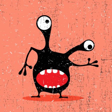 Grunge şekillerle komik canavar. 