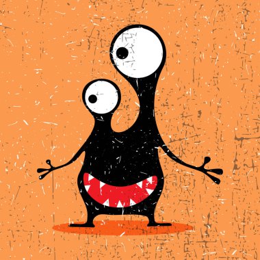 Grunge şekillerle komik canavar. 