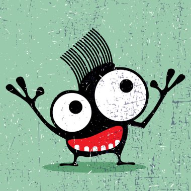 Grunge şekillerle komik canavar. 