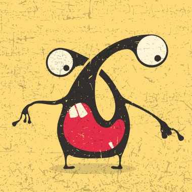 Grunge şekillerle komik canavar. 