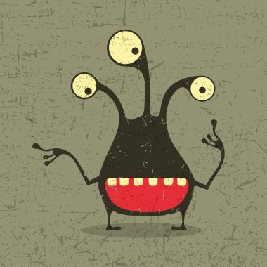 Grunge şekillerle komik canavar. 