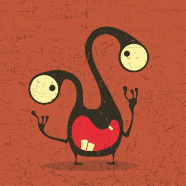Grunge şekillerle komik canavar. 