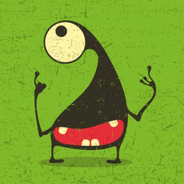 Grunge şekillerle komik canavar. 