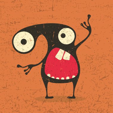 Grunge şekillerle komik canavar. 