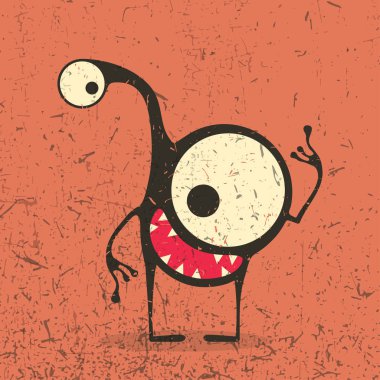 Grunge şekillerle komik canavar. 