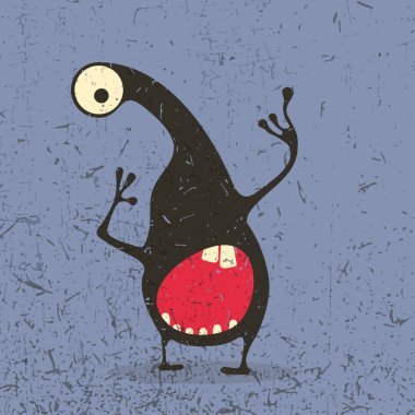 Grunge şekillerle komik canavar. 