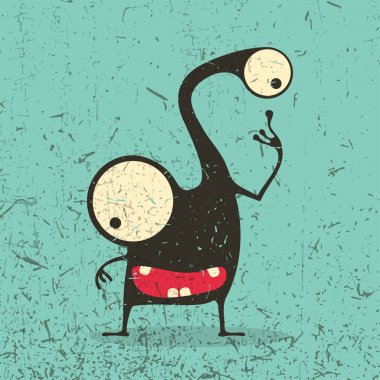 Grunge şekillerle komik canavar. 