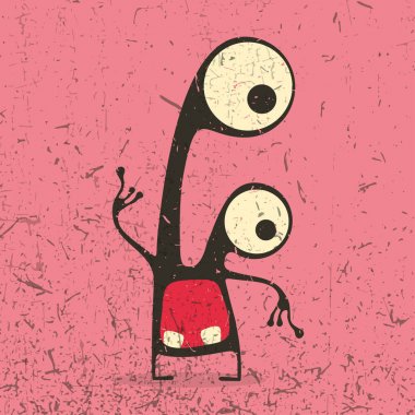 Grunge şekillerle komik canavar. 