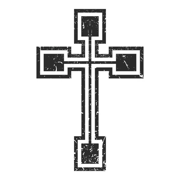 Croce nera con forme grunge isolate su bianco — Vettoriale Stock