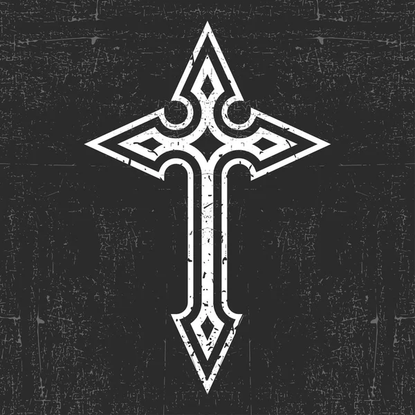 Weißes Kreuz auf schwarzem Grunge-Hintergrund — Stockvektor