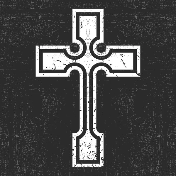 Croix blanche sur fond grunge noir — Image vectorielle