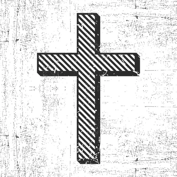Черный крест с гранжевыми формами, изолированными на белом — стоковый вектор
