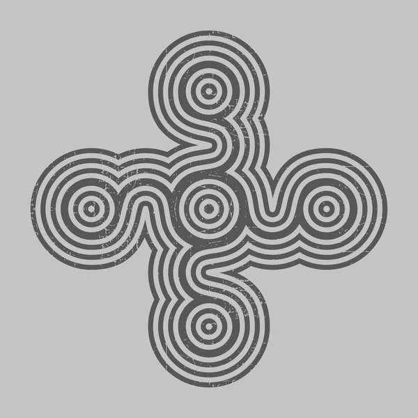 Croix noire avec des formes grunge sur fond gris — Image vectorielle