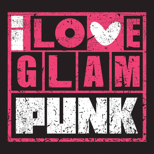 Grunge letters Me encanta Glam Punk — Vector de stock