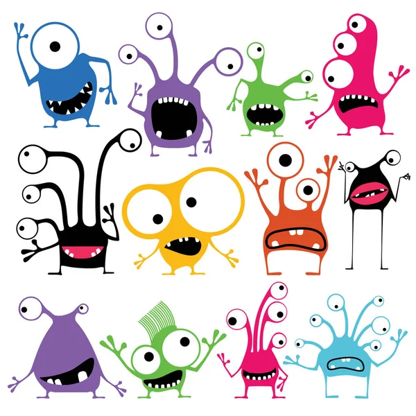 组的十二个可爱的怪物 — 图库矢量图片
