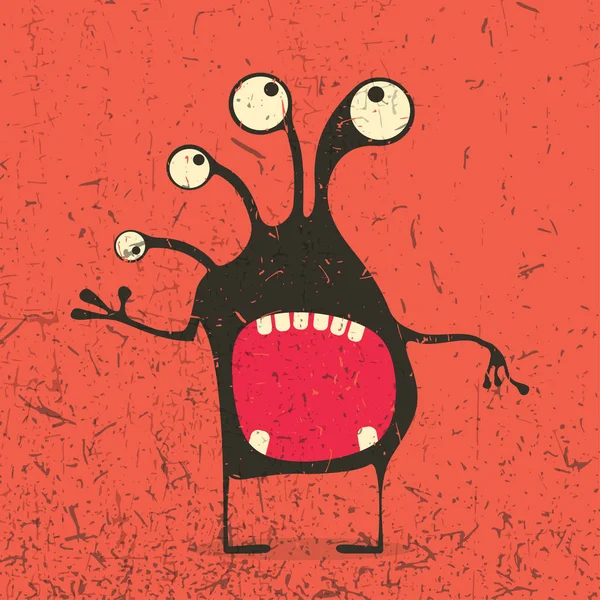 Funny monster with grunge shapes. — Stock Vector