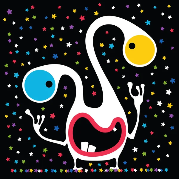 Sevimli canavar düşen renk kar taneleri arıyor. 