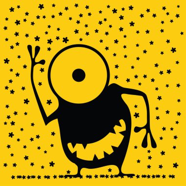 Sevimli canavar düşen renk kar taneleri arıyor. 