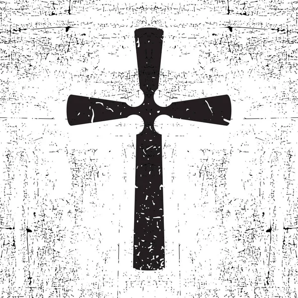 Black cross on grunge white background. — Stock Vector