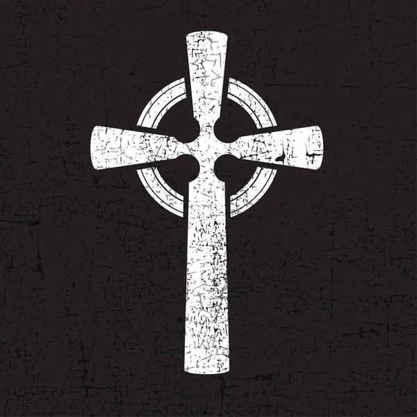 Bílý kříž na grunge černé pozadí. — Stockový vektor