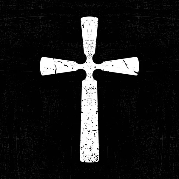 白色十字架在垃圾黑色背景. — 图库矢量图片