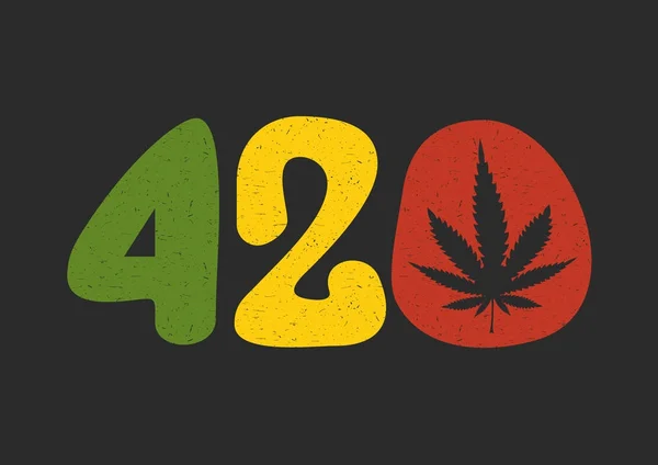 Farbtext 420 mit Cannabisblatt — Stockvektor