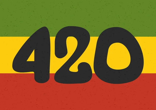 Černý text 420 na rastafariánské vlajky — Stockový vektor