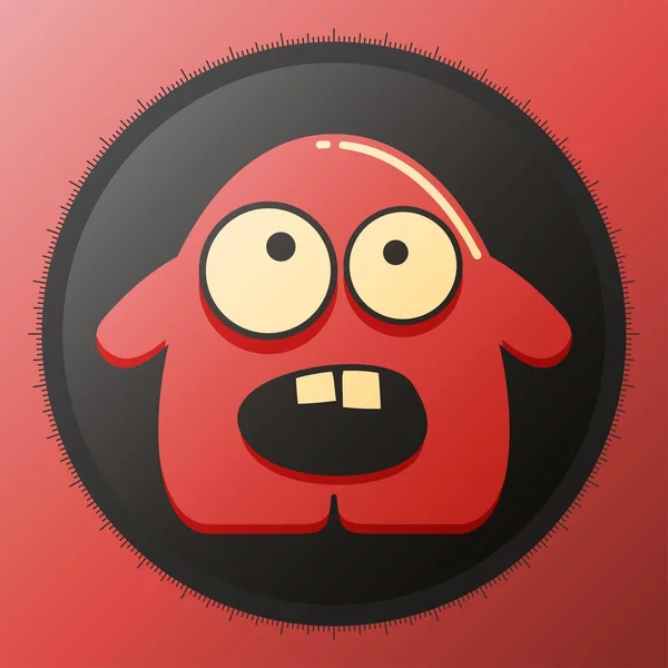 Carino mostro rosso lucido in cerchio nero con emozione interessante . — Vettoriale Stock