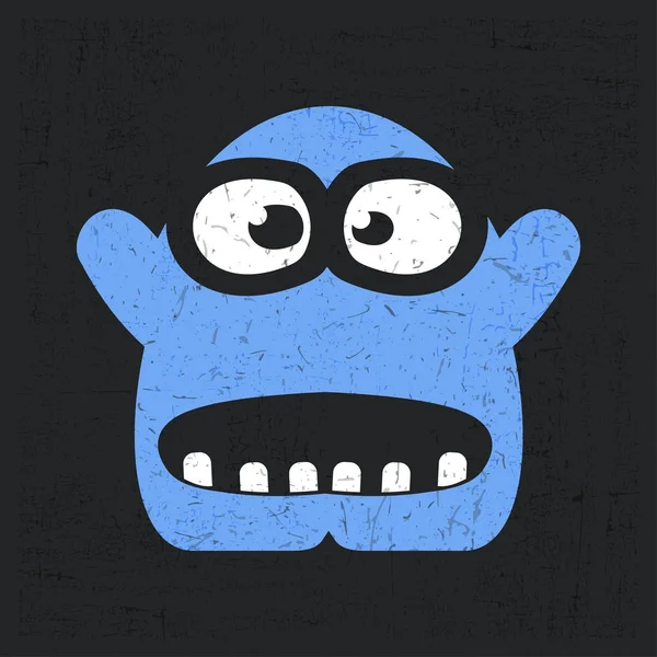 Modré monstrum na pozadí černé grunge — Stockový vektor