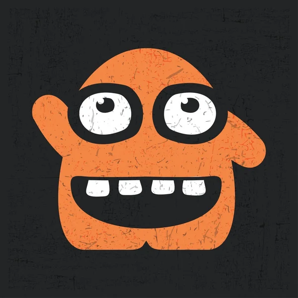 Orange monster on black grunge background — Free Stock Photo