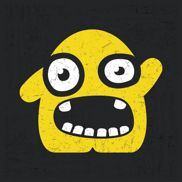 Monstruo amarillo sobre fondo grunge negro — Vector de stock