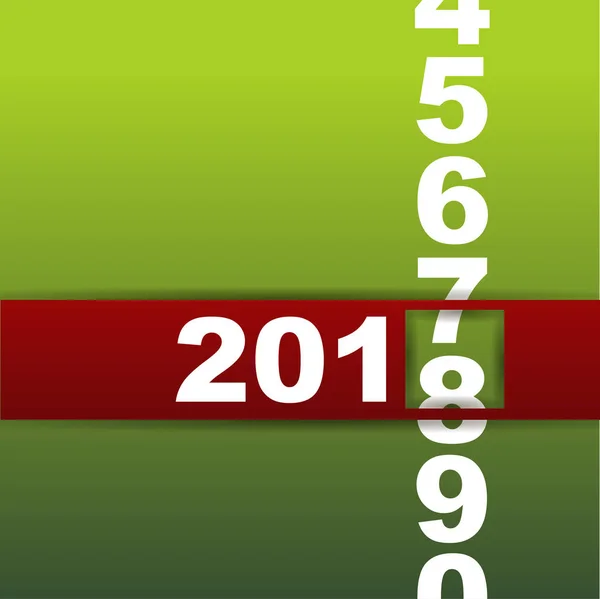 Nieuwjaarskaart met rode rolling bar en 2018 jaar op groene achtergrond. — Stockvector