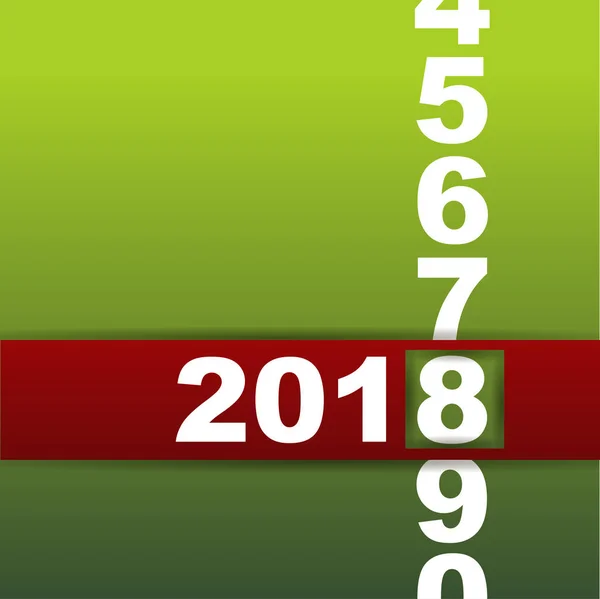Boldog új évet kártya piros gördülő sáv és 2018 év zöld háttér. — Stock Vector