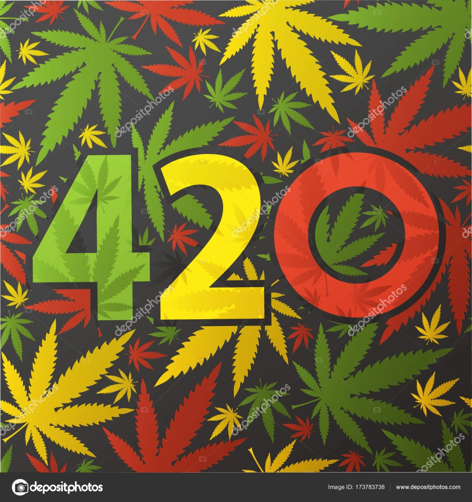 420 symbol with color cannabis leaves. Stock Vector by