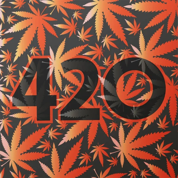 Símbolo 420 com folhas de cannabis vermelha . — Vetor de Stock