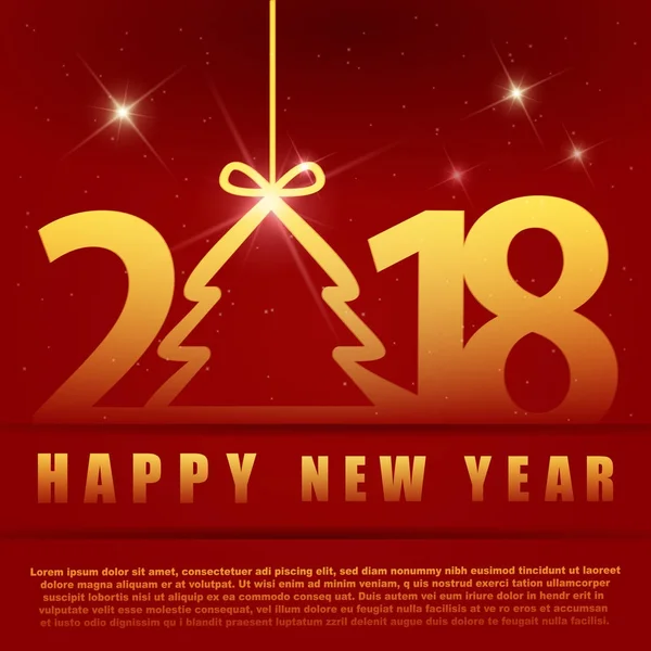 Cartão Saudação Com Ano Novo 2018 Números Bonitos Com Árvore —  Vetores de Stock