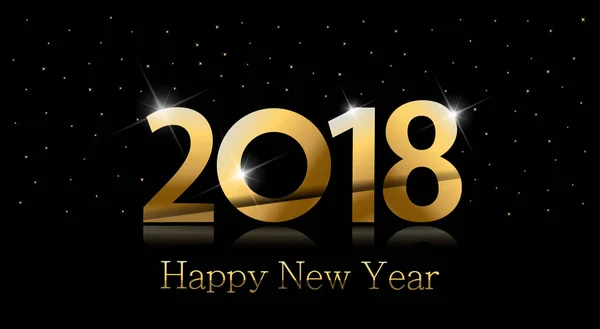 2018 Feliz Año Nuevo Fondo Con Texto Oro Copos Nieve — Vector de stock