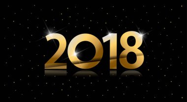 2018. altın numaraları ve kar taneleri ile mutlu yeni yıl kartı.  