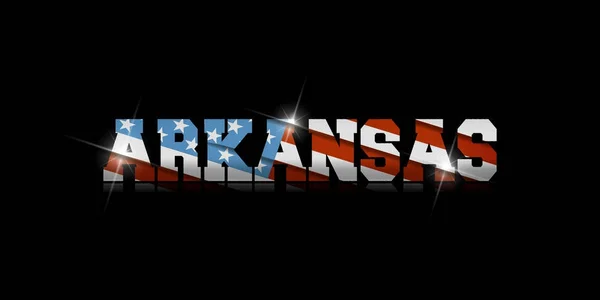Nápis Arkansas Usa Vlajka Uvnitř Černém Pozadí — Stockový vektor