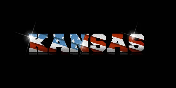 Nápis Kansas Usa Vlajka Uvnitř Černém Pozadí — Stockový vektor