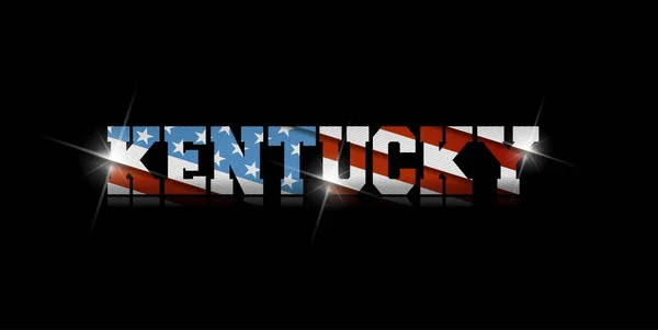 Inscrição Kentucky Com Bandeira Dos Eua Dentro Fundo Preto — Vetor de Stock