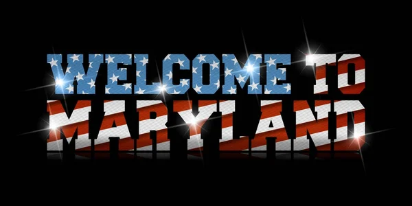 Inscription Bienvenue Dans Maryland Avec Drapeau Américain Intérieur Sur Fond — Image vectorielle