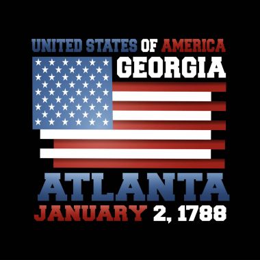 Bize 2 Ocak 1788 siyah arka plan üzerinde yazıt Amerika Birleşik Devletleri, Georgia, Atlanta, bayrak. 