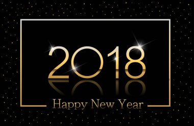 Mutlu yeni yıl 2018 arka plan numaraları ve altın çerçeve içinde kar taneleri ile